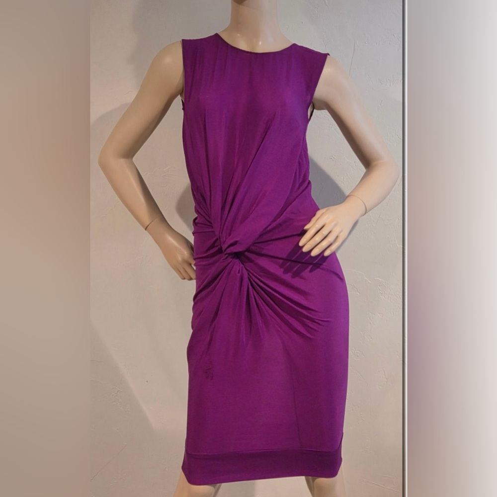 Diane Von Furstenberg Pink and Purple Asymmetrical Ruched Midi Dress Silk